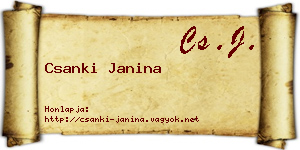 Csanki Janina névjegykártya